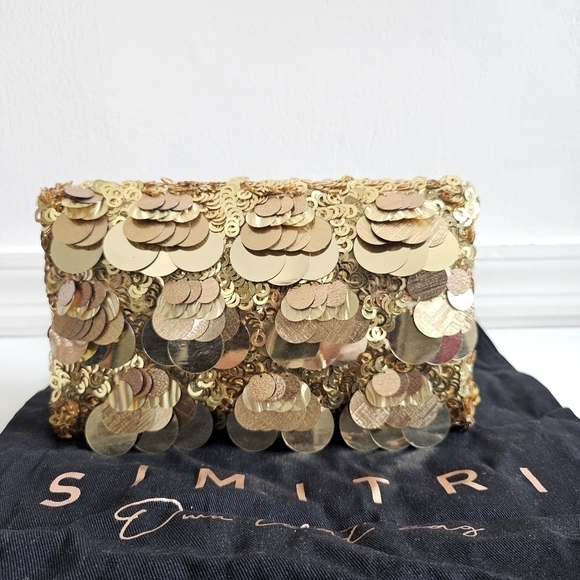 New Simitri Gold Disco Clutch Handbag/Crossbody Metal Chain Handbag NWT - Picture 5 of 13